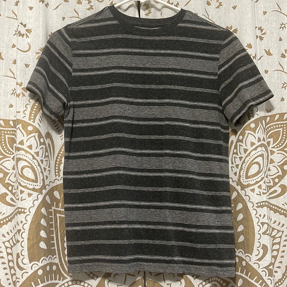 Charcoal Striped Basic Tee